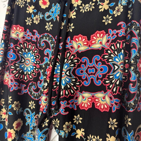 Pants floral hippie flare bootcut red blue cream black soft stretchy comfy luxe - Picture 11 of 13